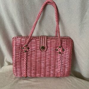 Vintage pink wicker purse